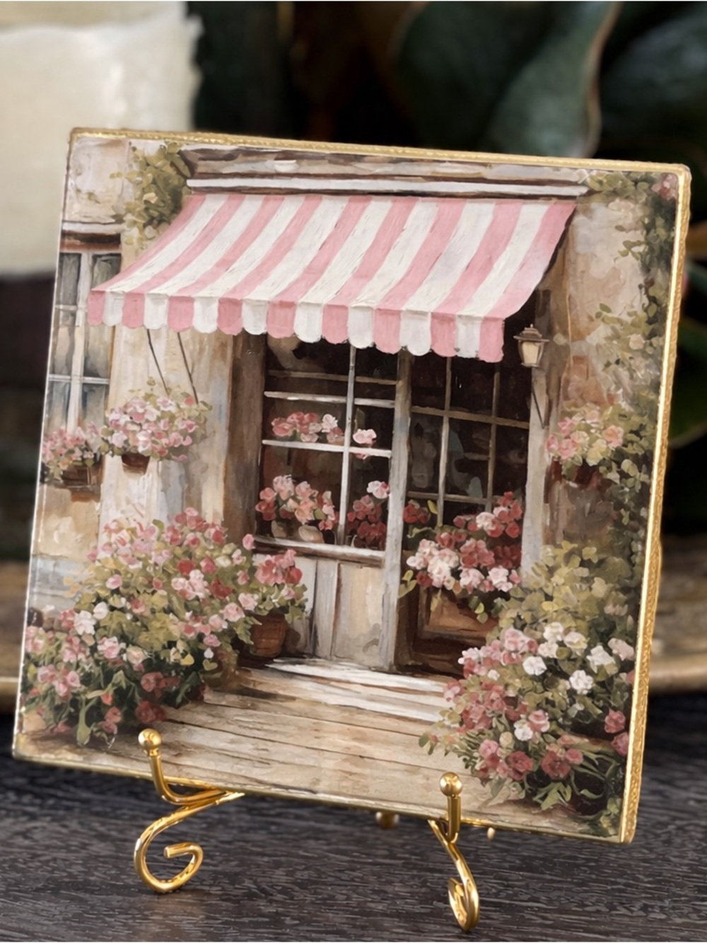 Hand Crafted Flower Shop Decorative Ceramic Tile 6 x 6 Pink